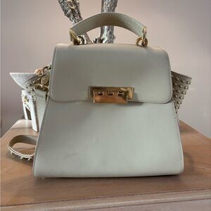 Zac Posen Cream Crossbody Bag with Gold Hardware